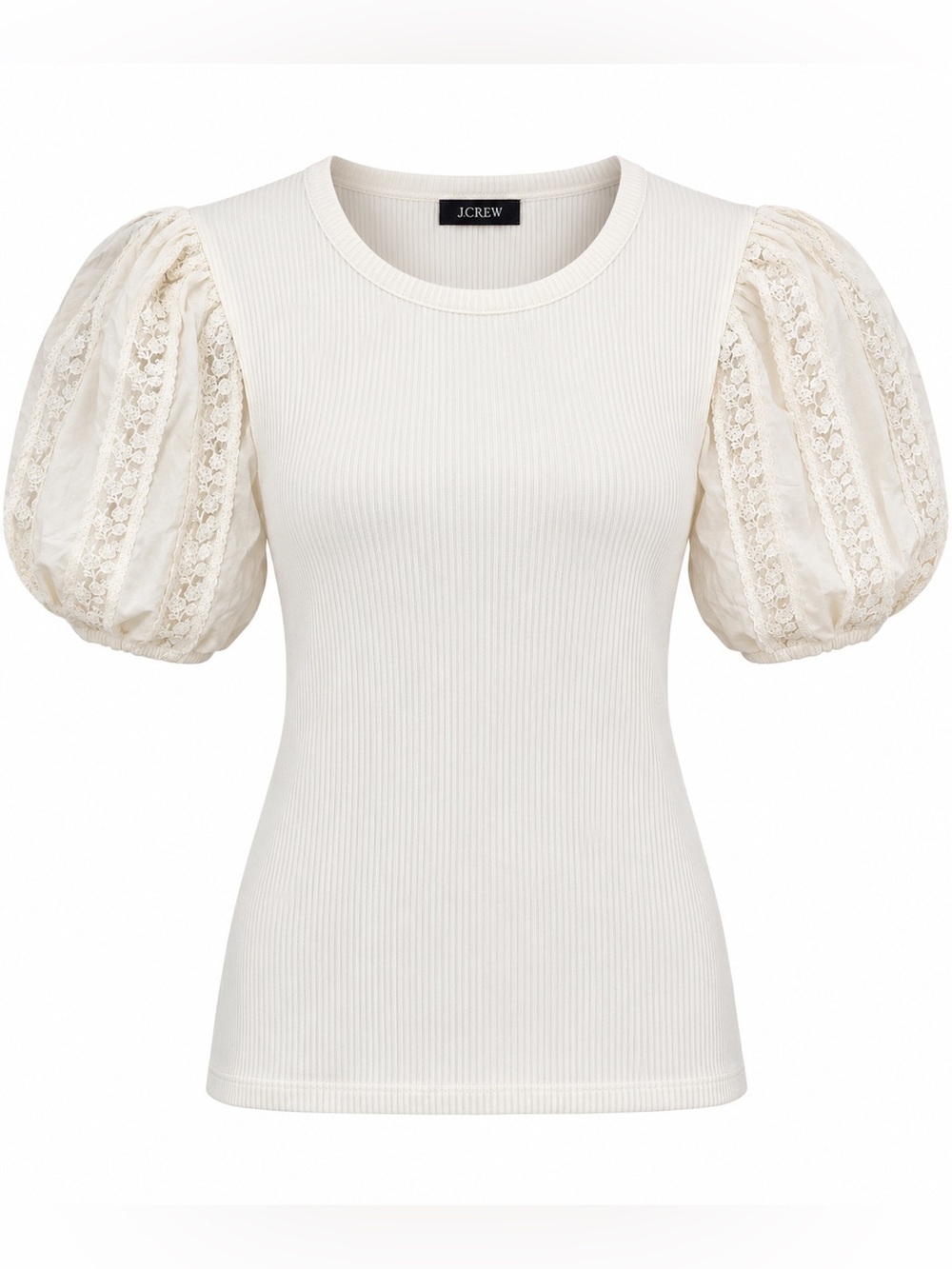 J Crew ivory lace puff sleeve top, XXS